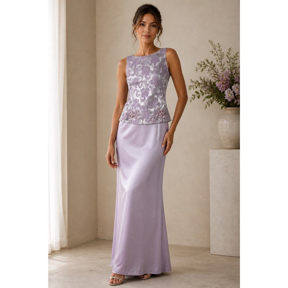 Scott McClintock Vintage Purple Lavender Floral Maxi Dress Y2K Romantic Womens 8